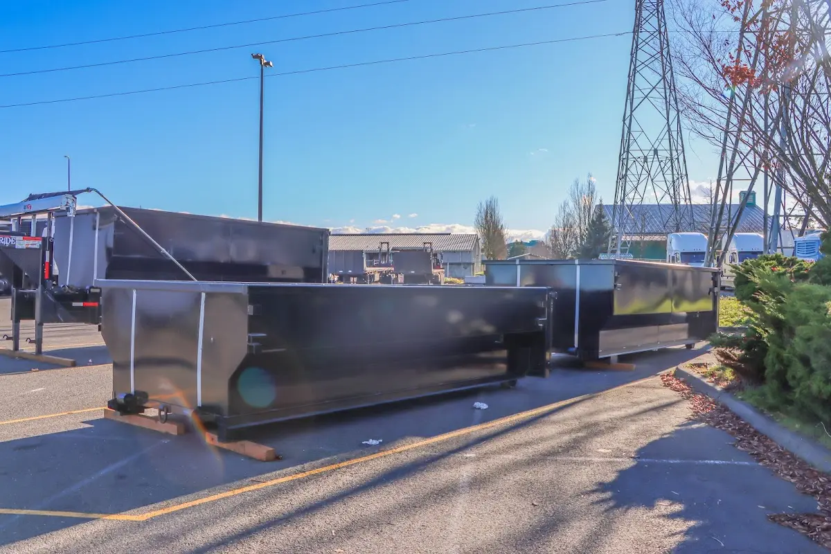 Roll-off dumpster ready for waste disposal at job site for 3 Yard Dumpster Rental in Sallisaw